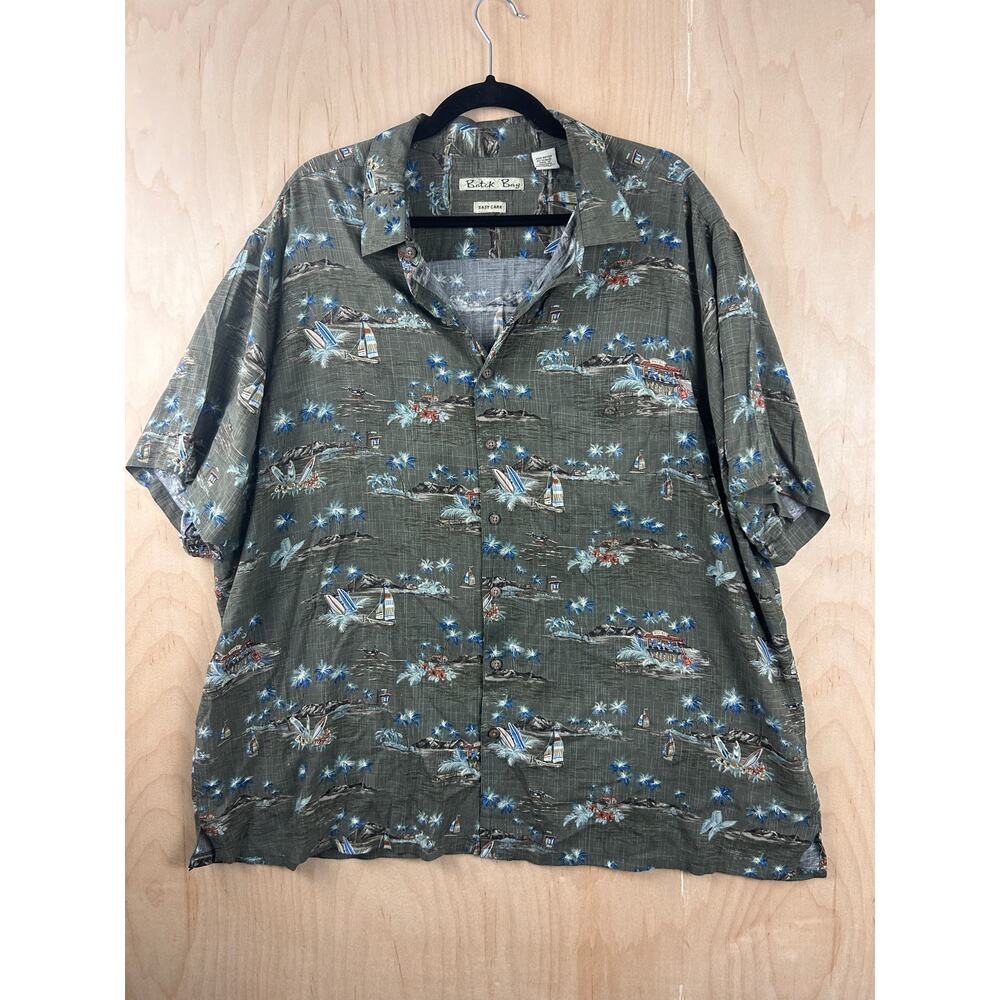 Batik Bay Hawaiian Shirt Tropical Island Scene Print‎ Rayon Men’s XL Aloha